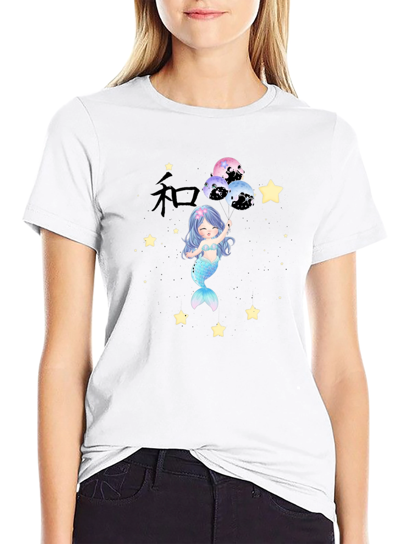 Mermaid Stars Black T-Shirt