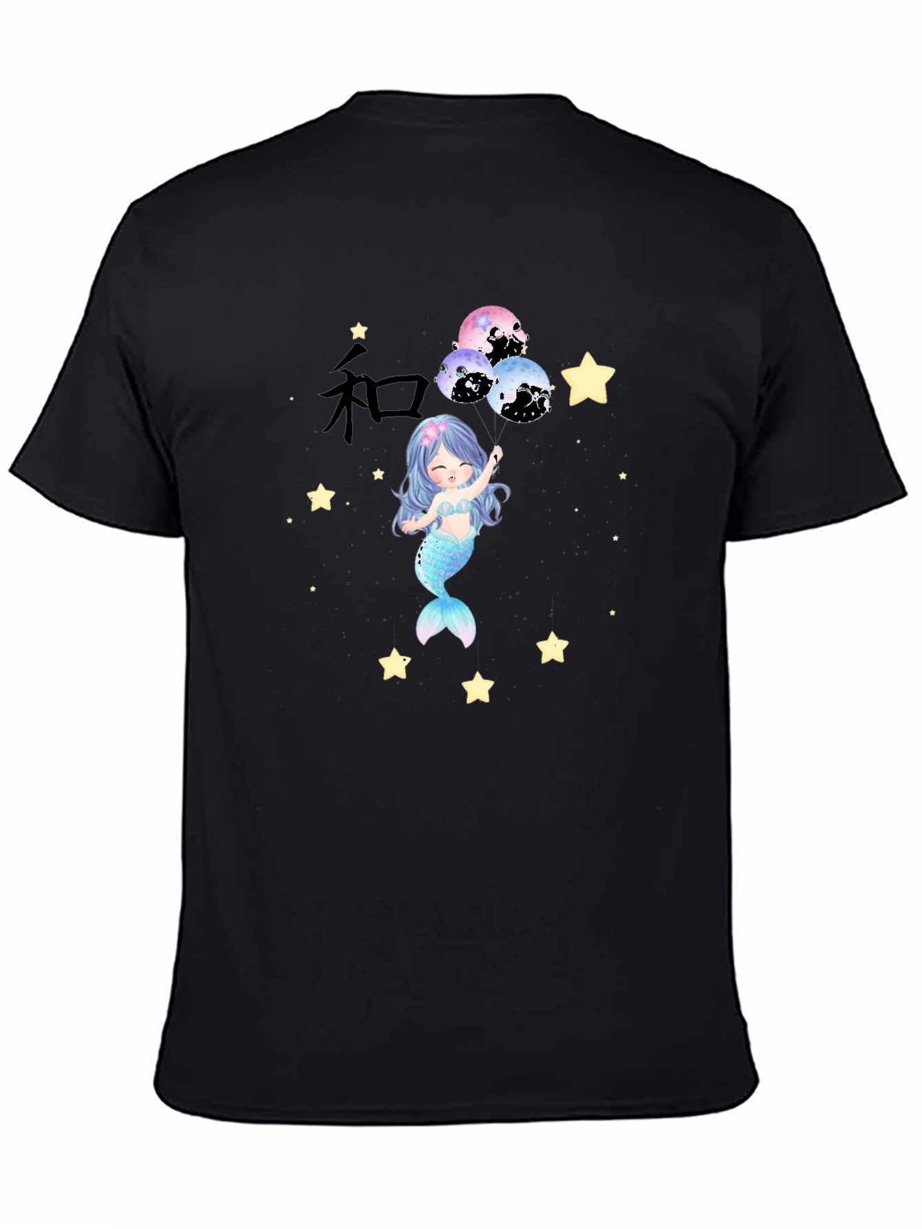 Mermaid Stars Black T-Shirt