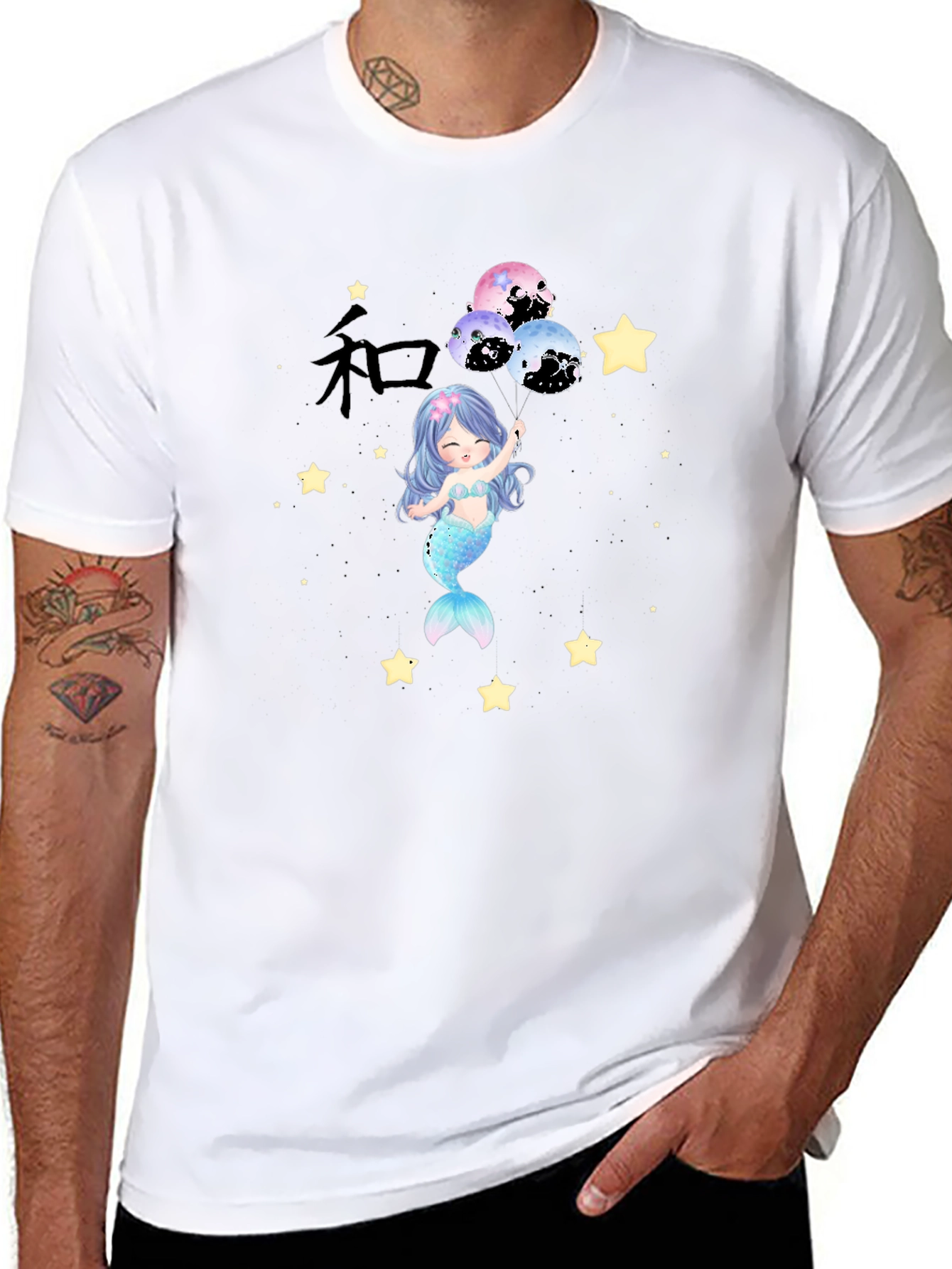 Mermaid Stars Black T-Shirt