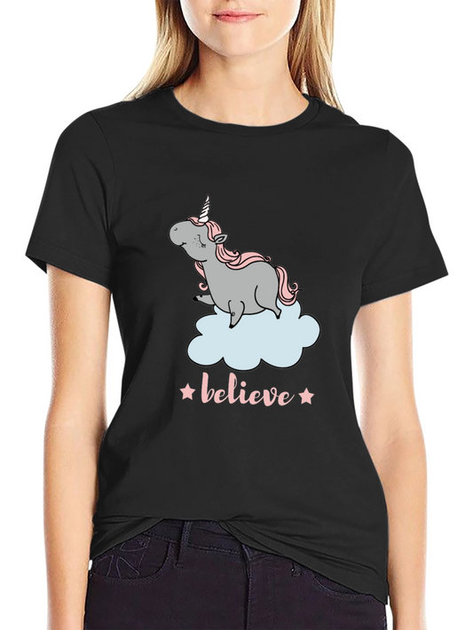 Unicorn Believe Graphic Tee - Black