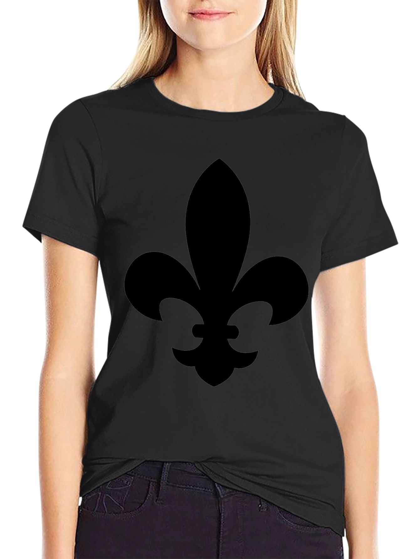 Mens Black Fleur-de-Lis Graphic T-Shirt