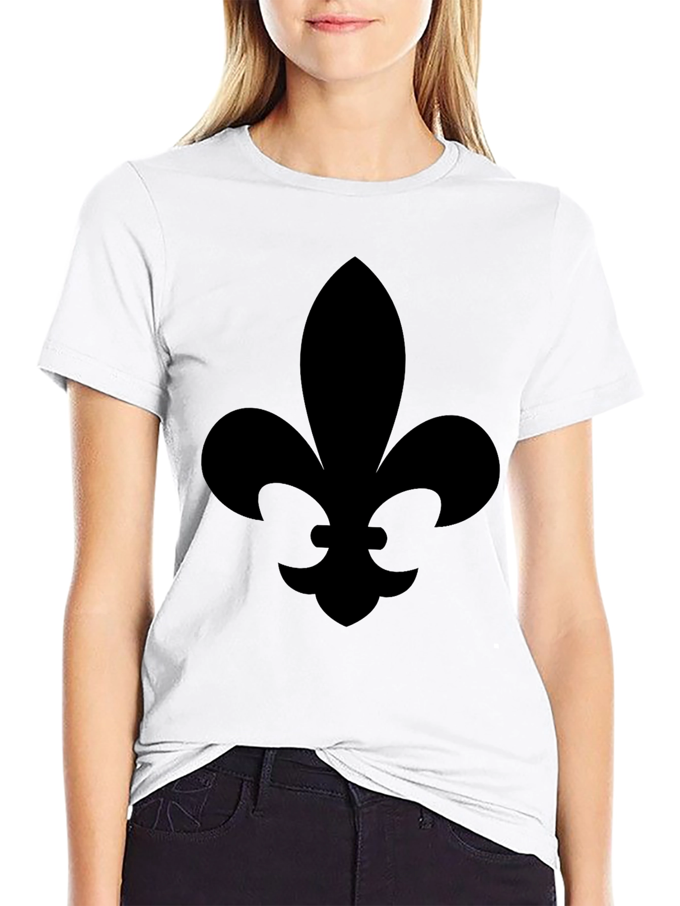 Mens Black Fleur-de-Lis Graphic T-Shirt