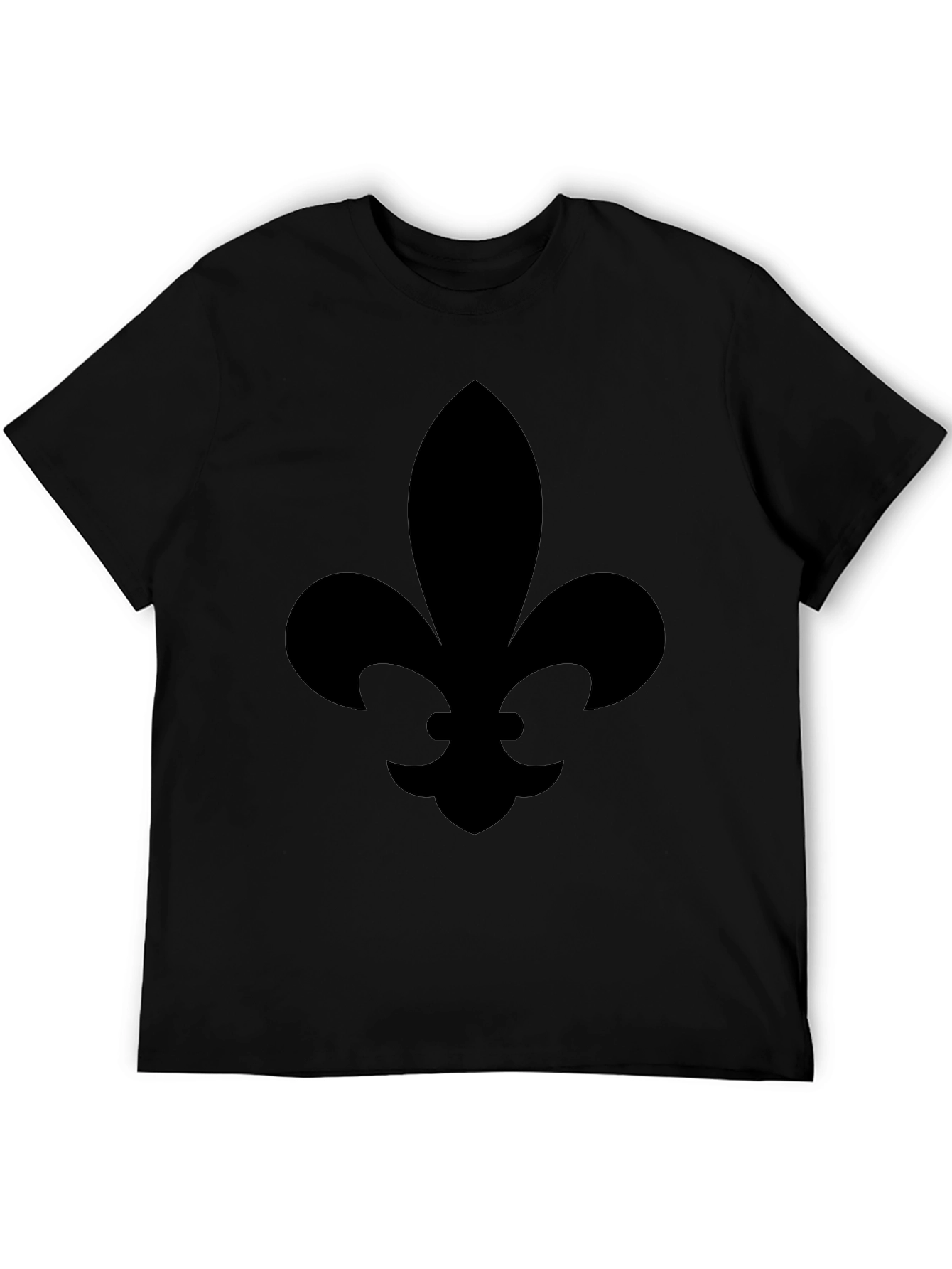 Mens Black Fleur-de-Lis Graphic T-Shirt