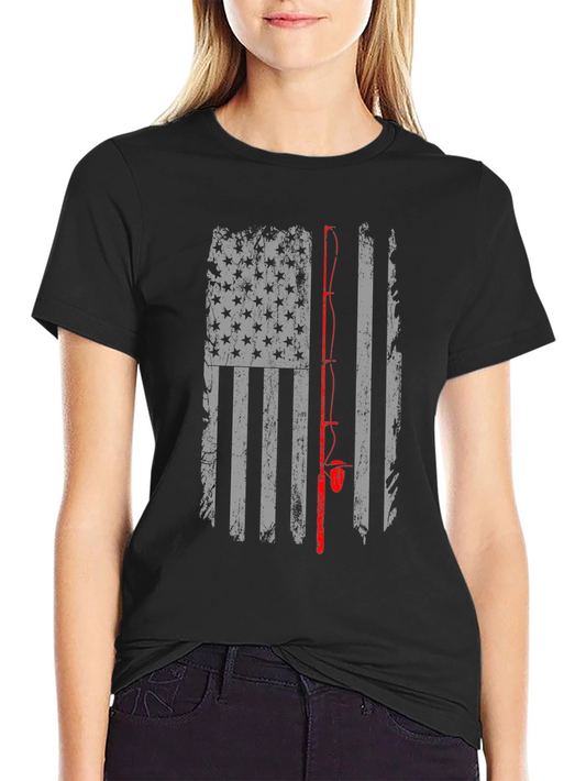 Fishing American Flag T-Shirt