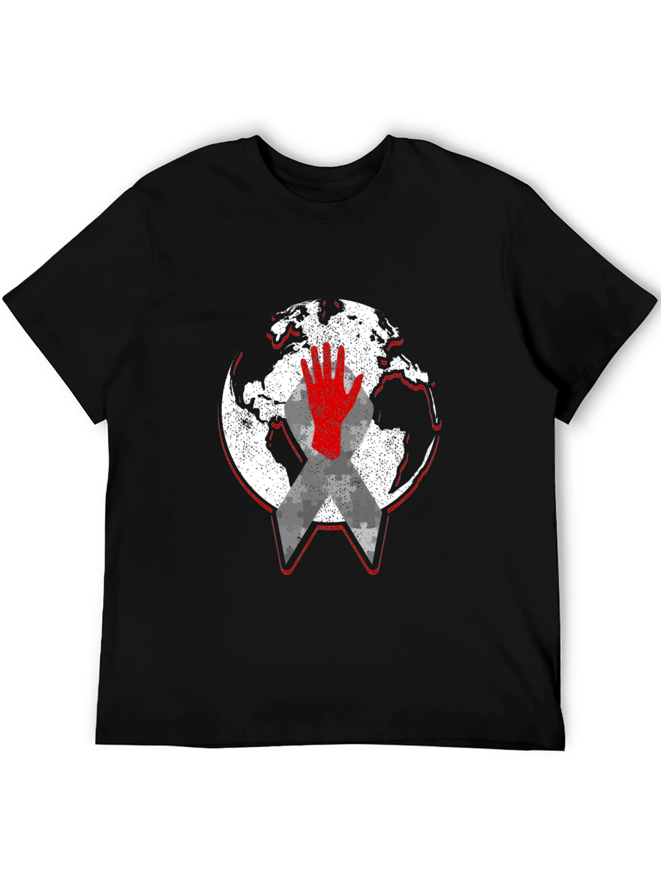 Global Awareness Graphic Tee - Black Cotton Comfort