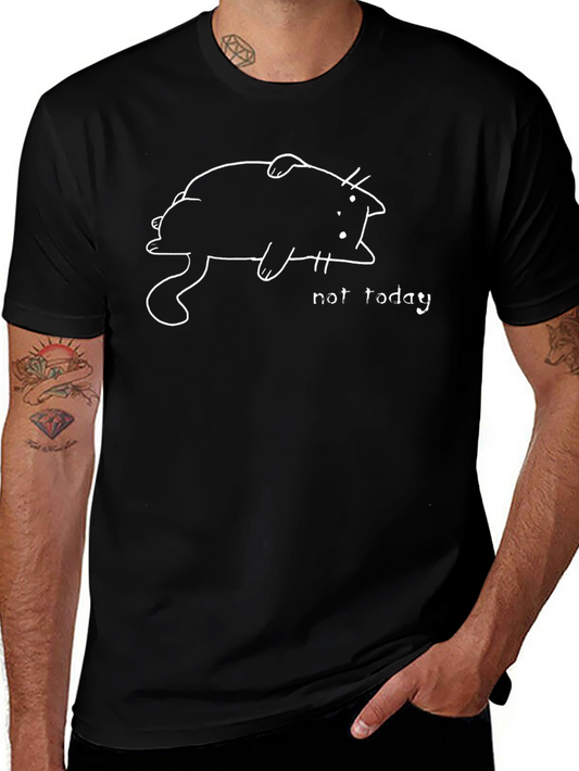 Not Today Cat Graphic T-Shirt - Black