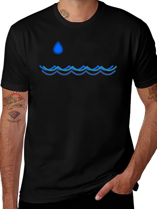 Water Drop Waves Black Graphic Tee