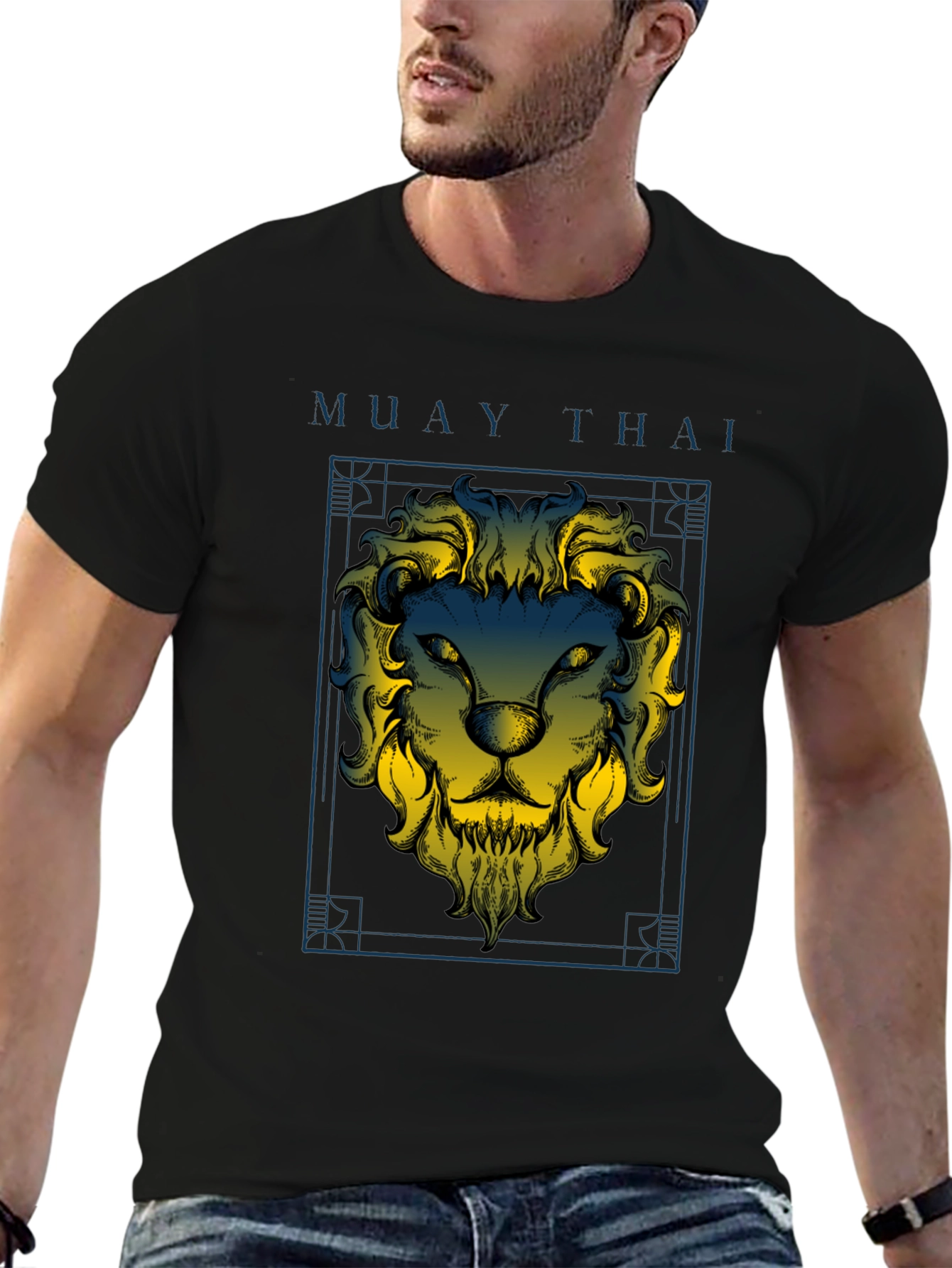 Muay Thai Lion Graphic Black T-Shirt