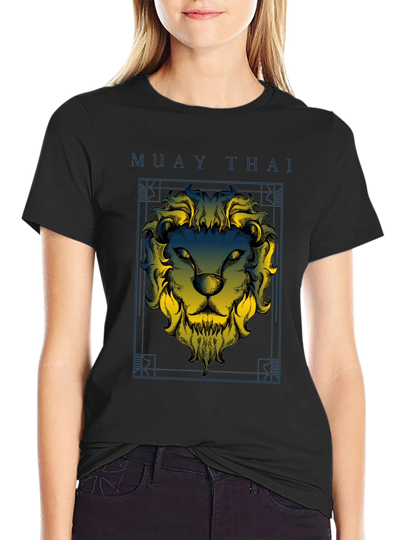 Muay Thai Lion Graphic Black T-Shirt