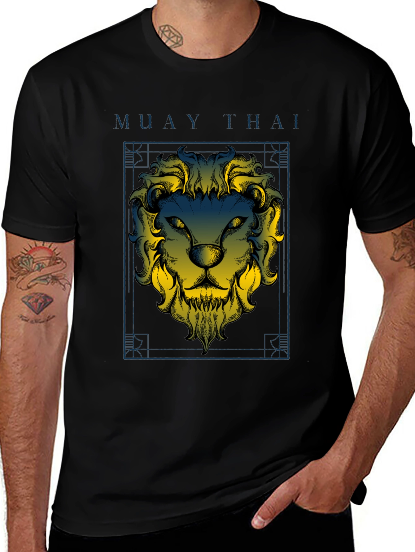 Muay Thai Lion Graphic Black T-Shirt