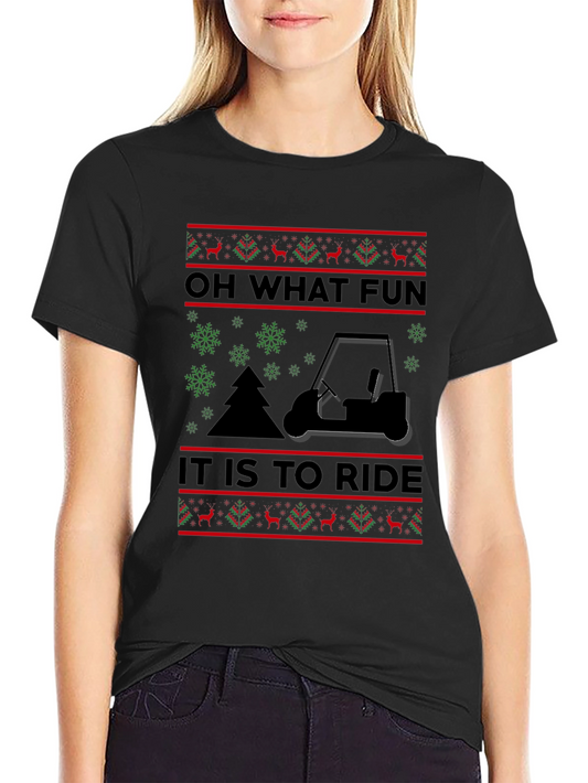 Festive Golf Cart T-Shirt: Oh What Fun to Ride!