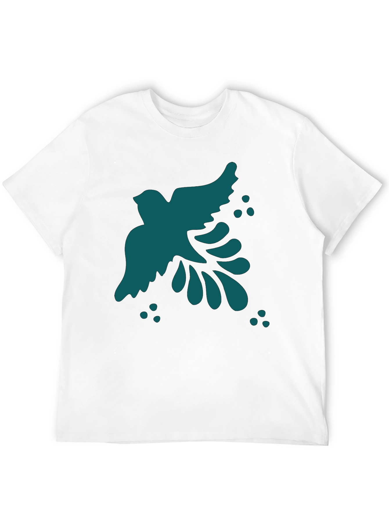 Abstract Teal Bird Graphic Black T-Shirt