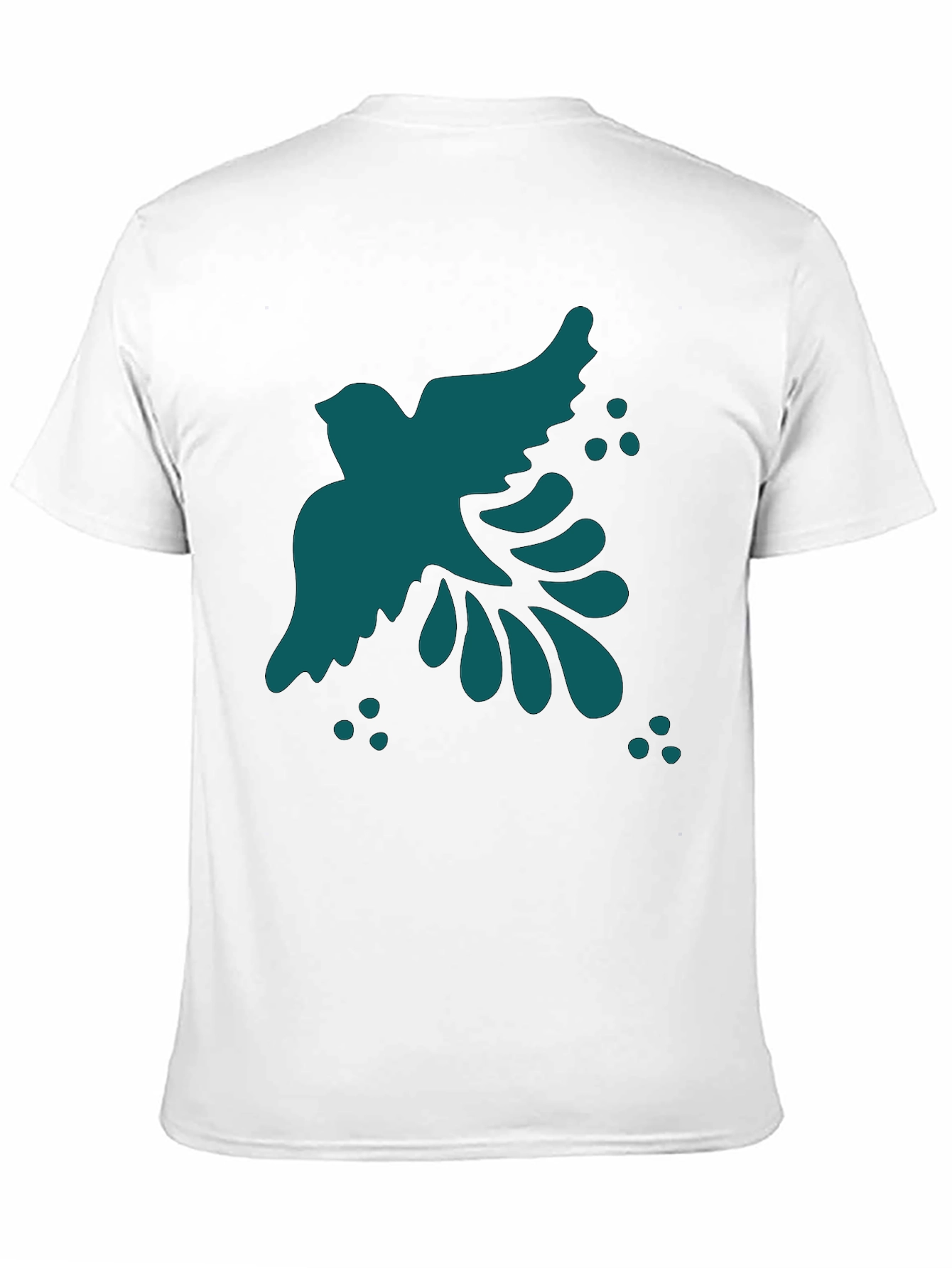 Abstract Teal Bird Graphic Black T-Shirt