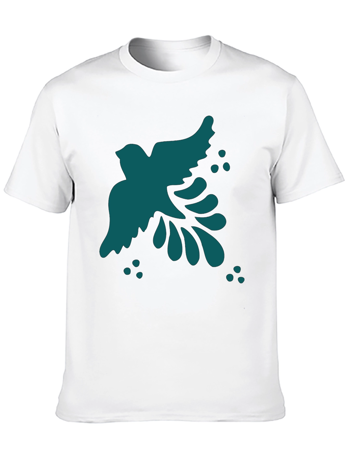 Abstract Teal Bird Graphic Black T-Shirt