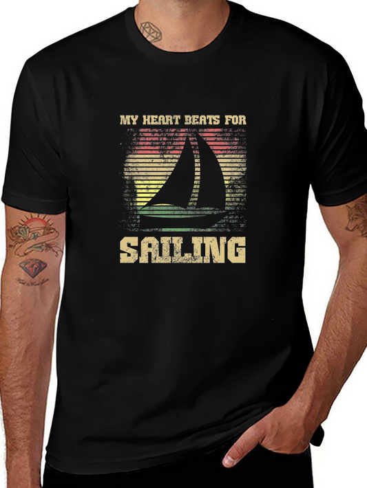 Sailing Heartbeat Graphic Tee - Boating Lover T-Shirt