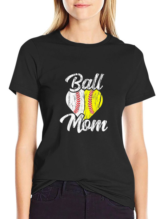 Ball Mom T-Shirt | Heart Design | Softball Baseball Tee