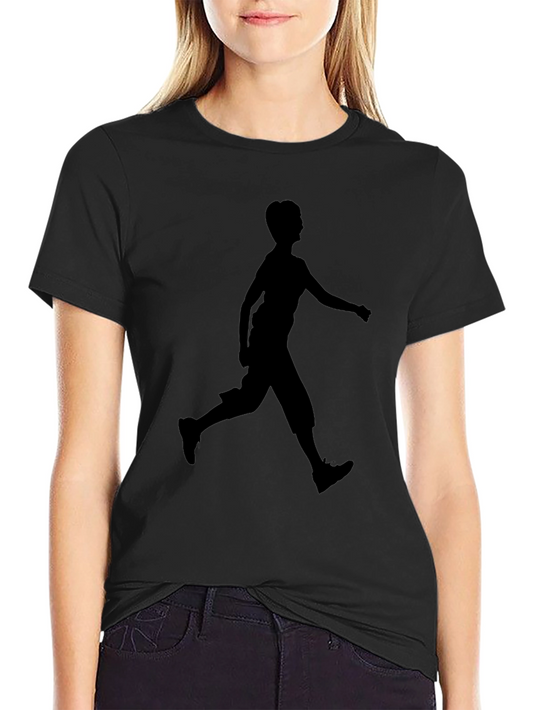 Black T-Shirt with Running Silhouette Design