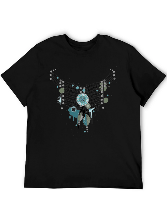 Abstract Feather Graphic Black Tee