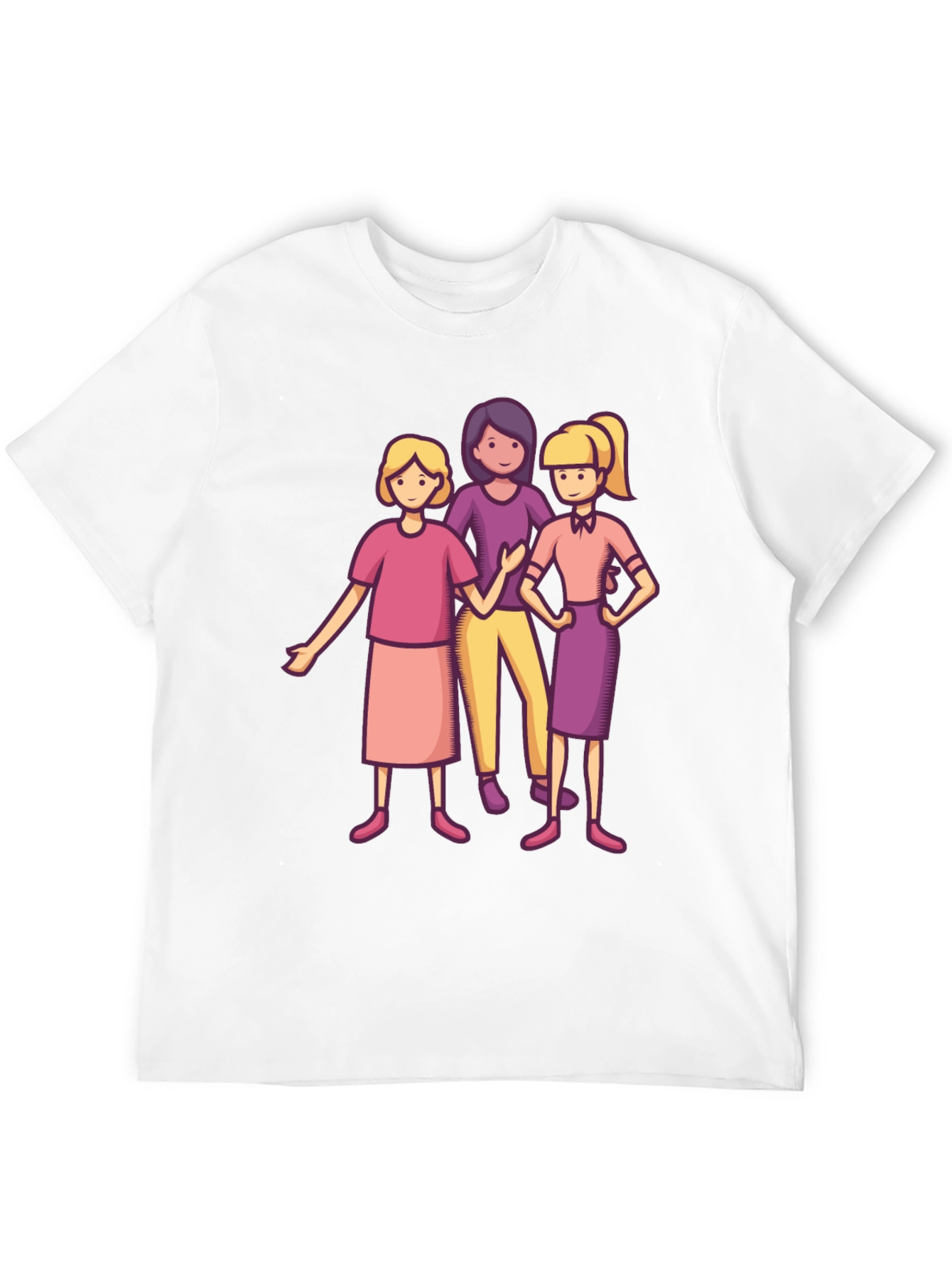 Three Cartoon Women Black T-Shirt
