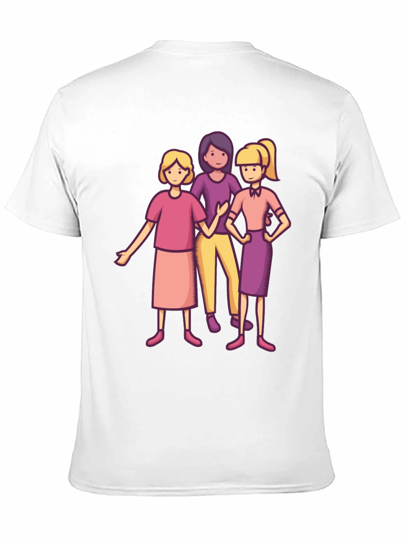 Three Cartoon Women Black T-Shirt