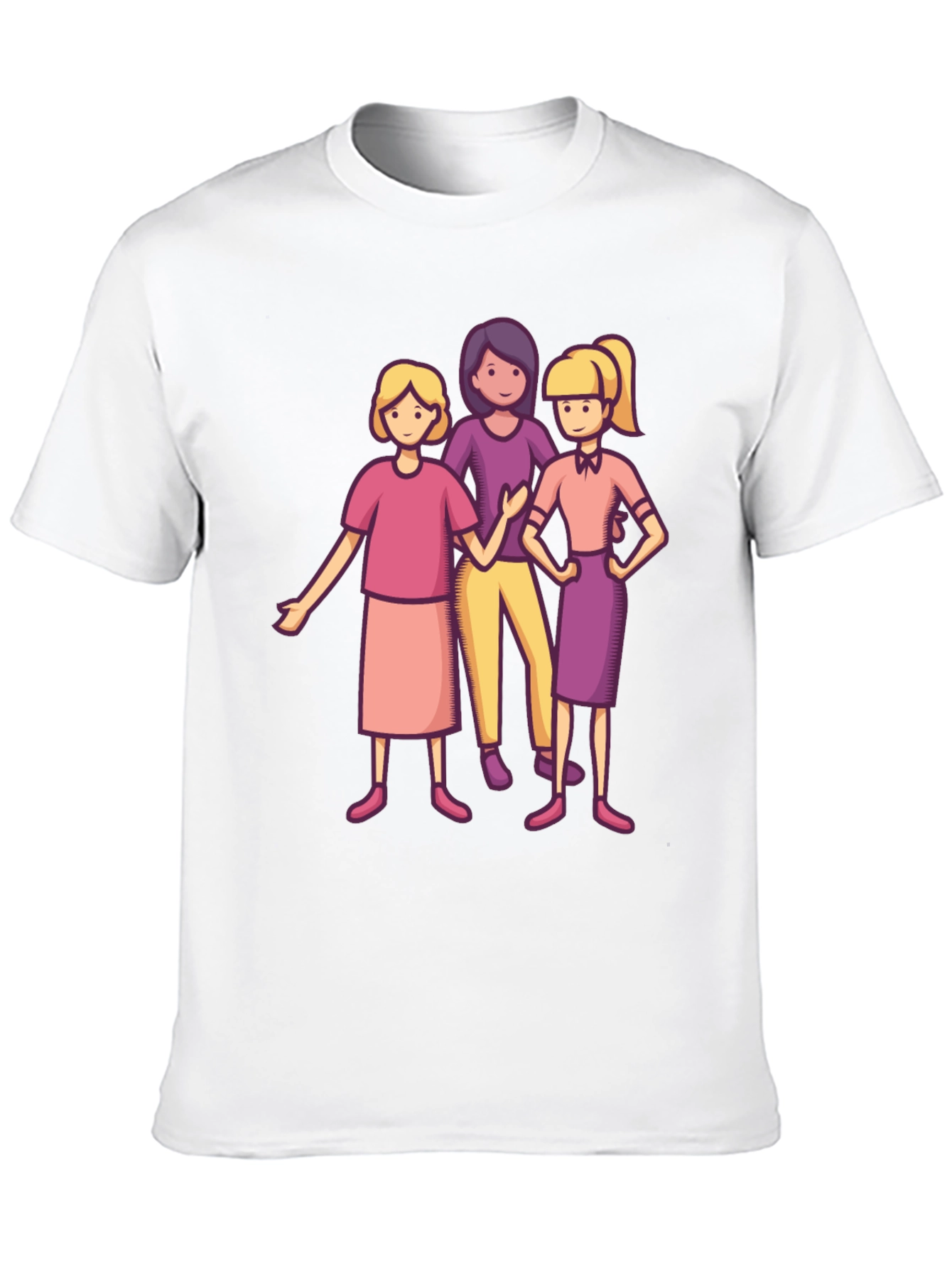 Three Cartoon Women Black T-Shirt