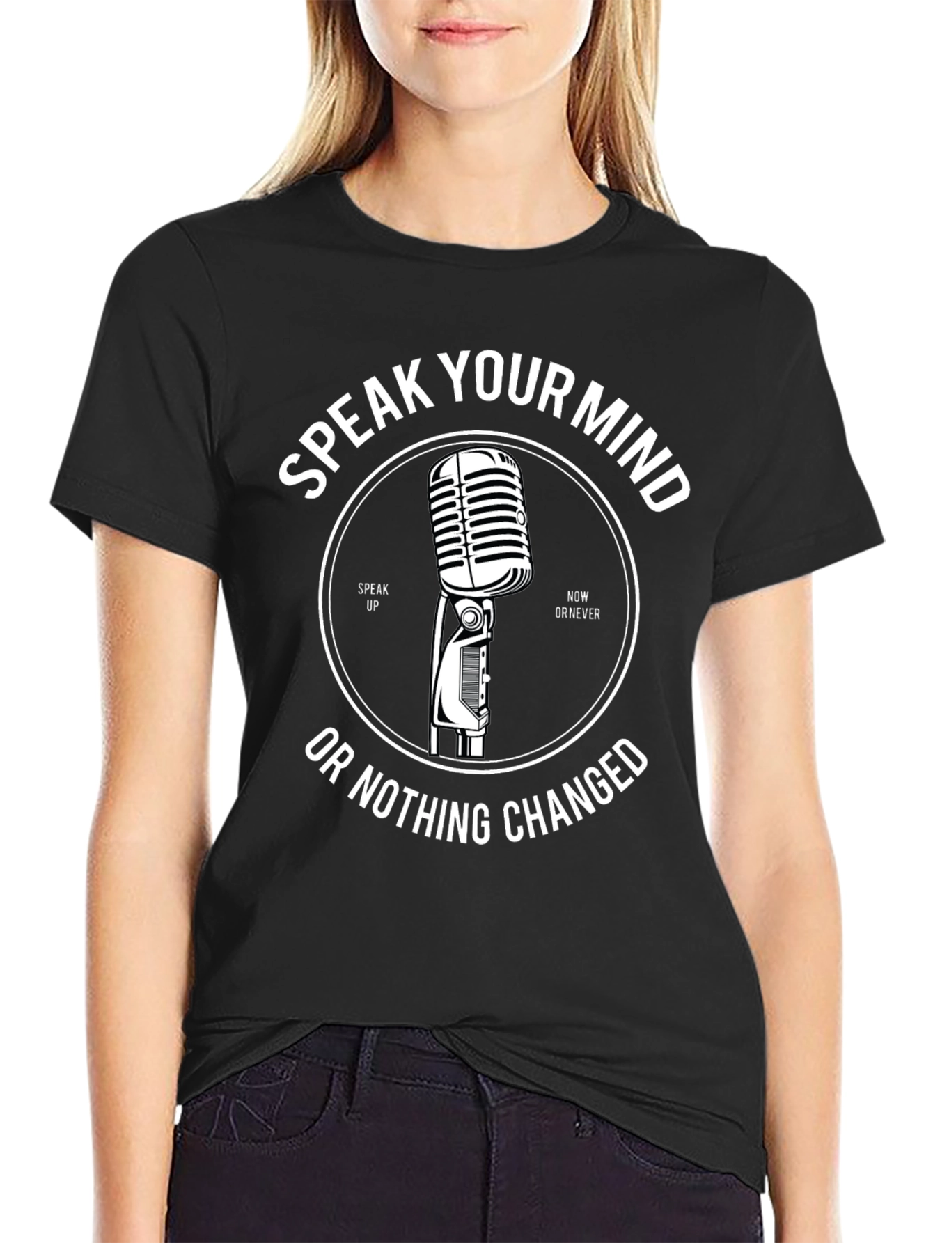 Speak Your Mind Graphic Tee - Black Cotton T-Shirt