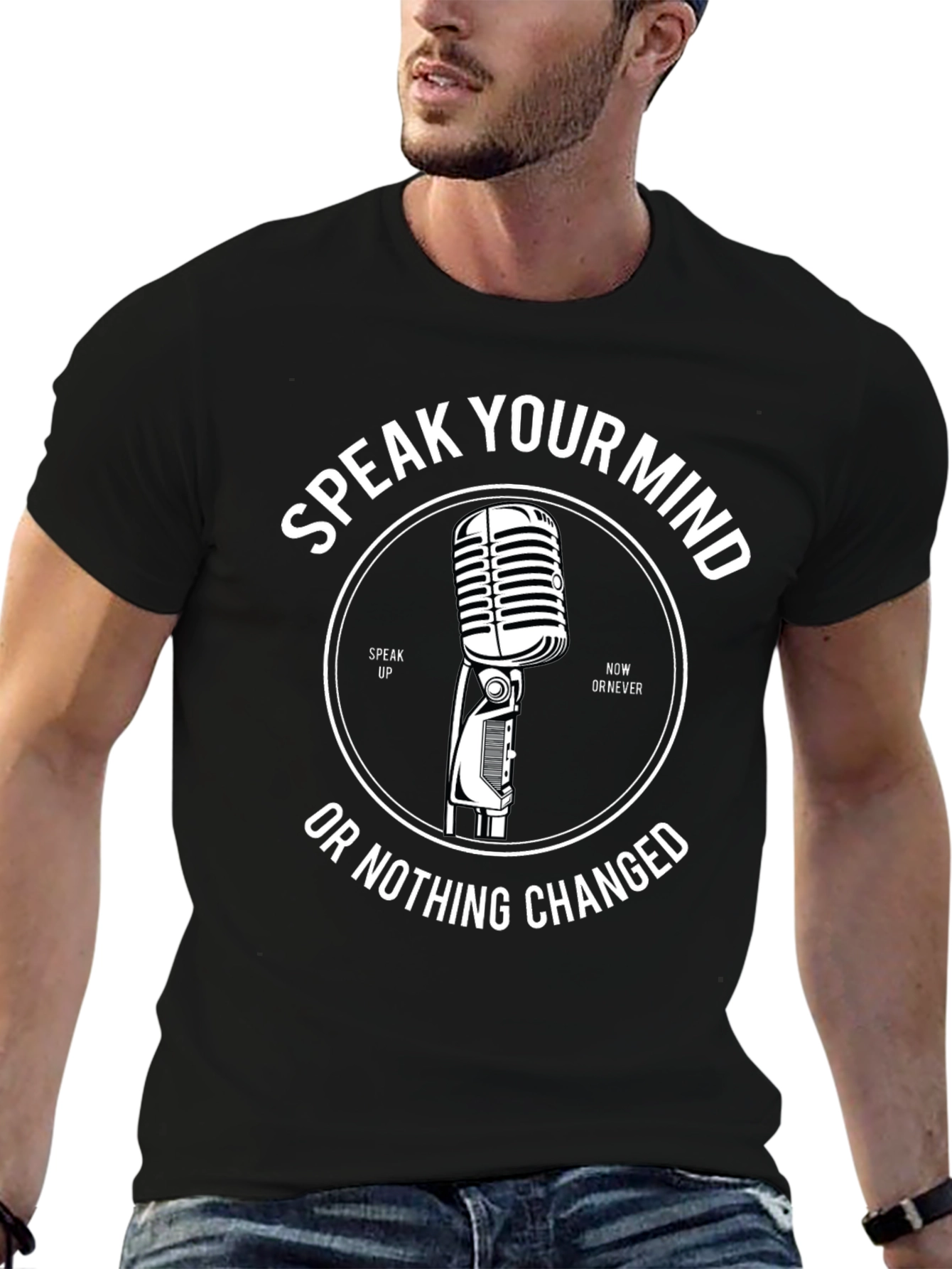Speak Your Mind Graphic Tee - Black Cotton T-Shirt