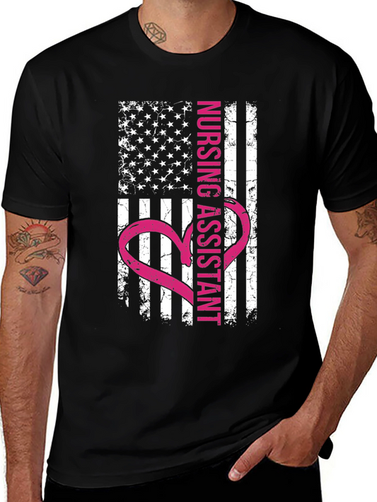 Nursing Assistant American Flag Heart T-Shirt