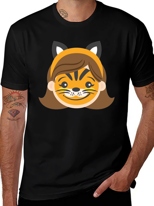 Fun Tiger Face Graphic T-Shirt - Black