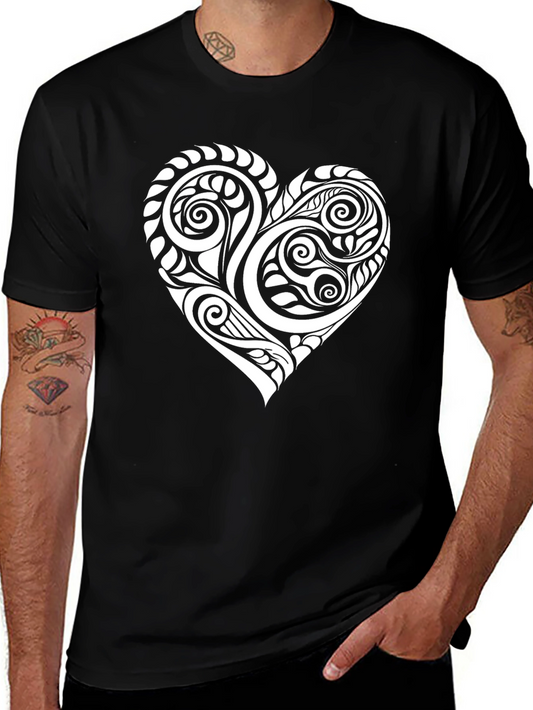 Tribal Heart Graphic Black T-Shirt
