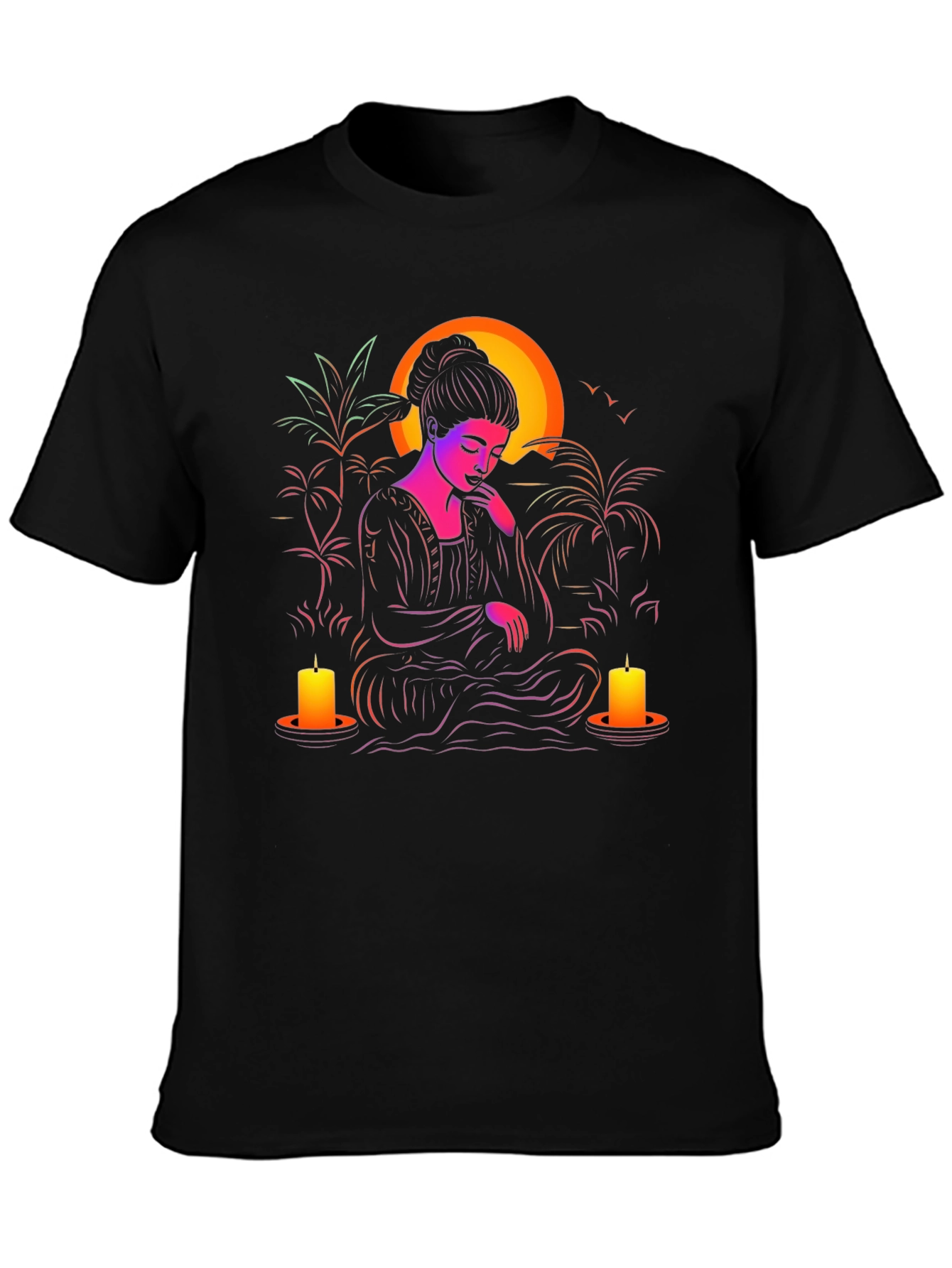 Meditative T-Shirt: Sunset Serenity Design