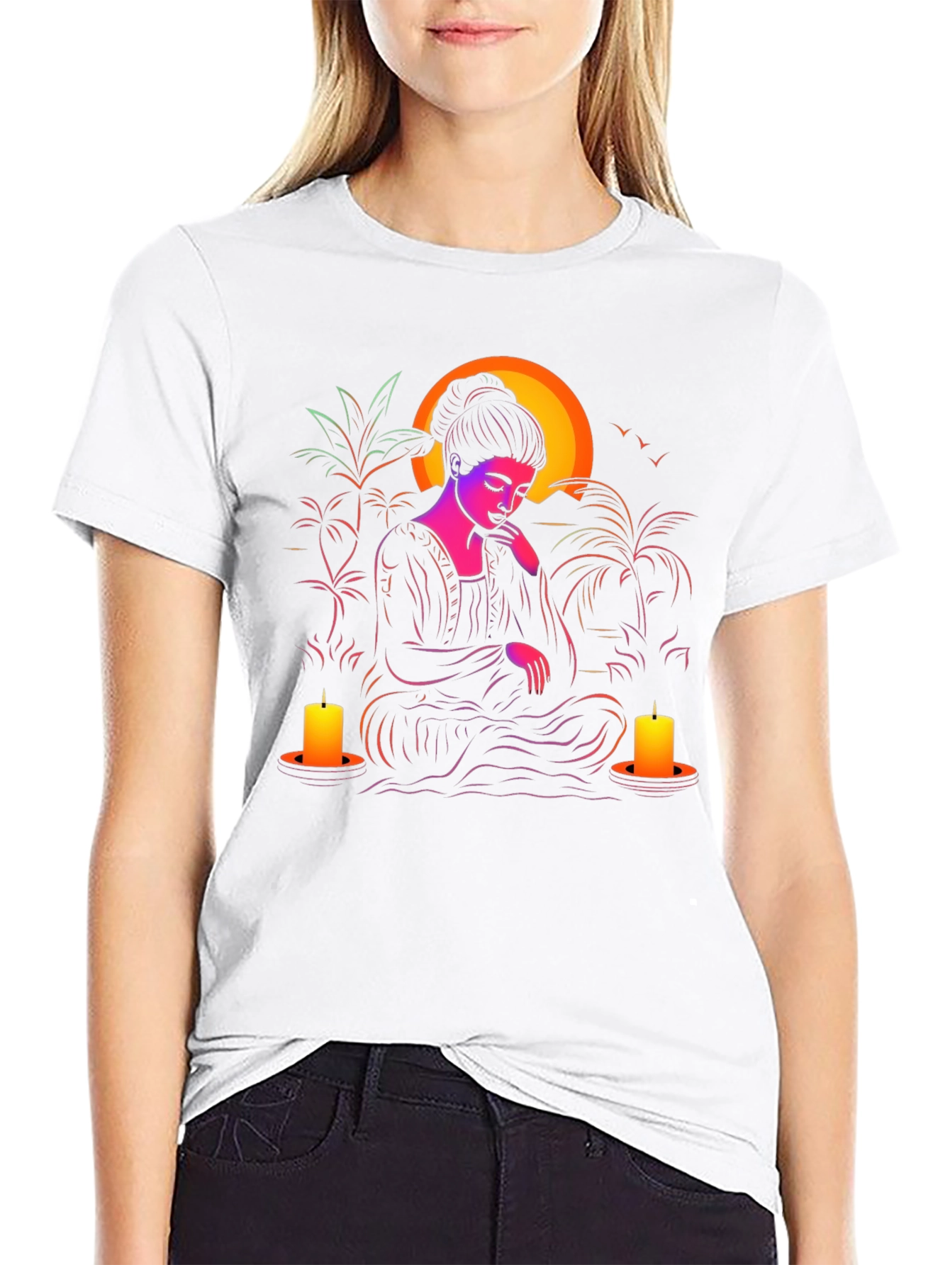 Meditative T-Shirt: Sunset Serenity Design