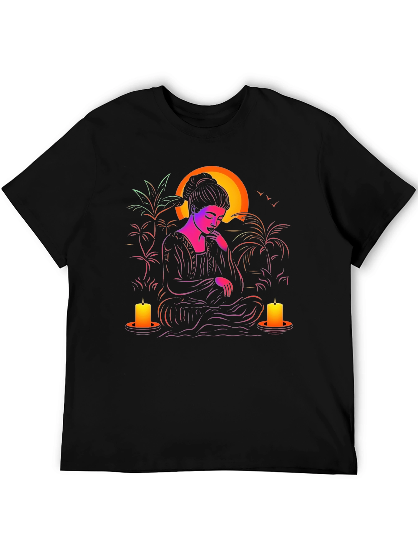Meditative T-Shirt: Sunset Serenity Design