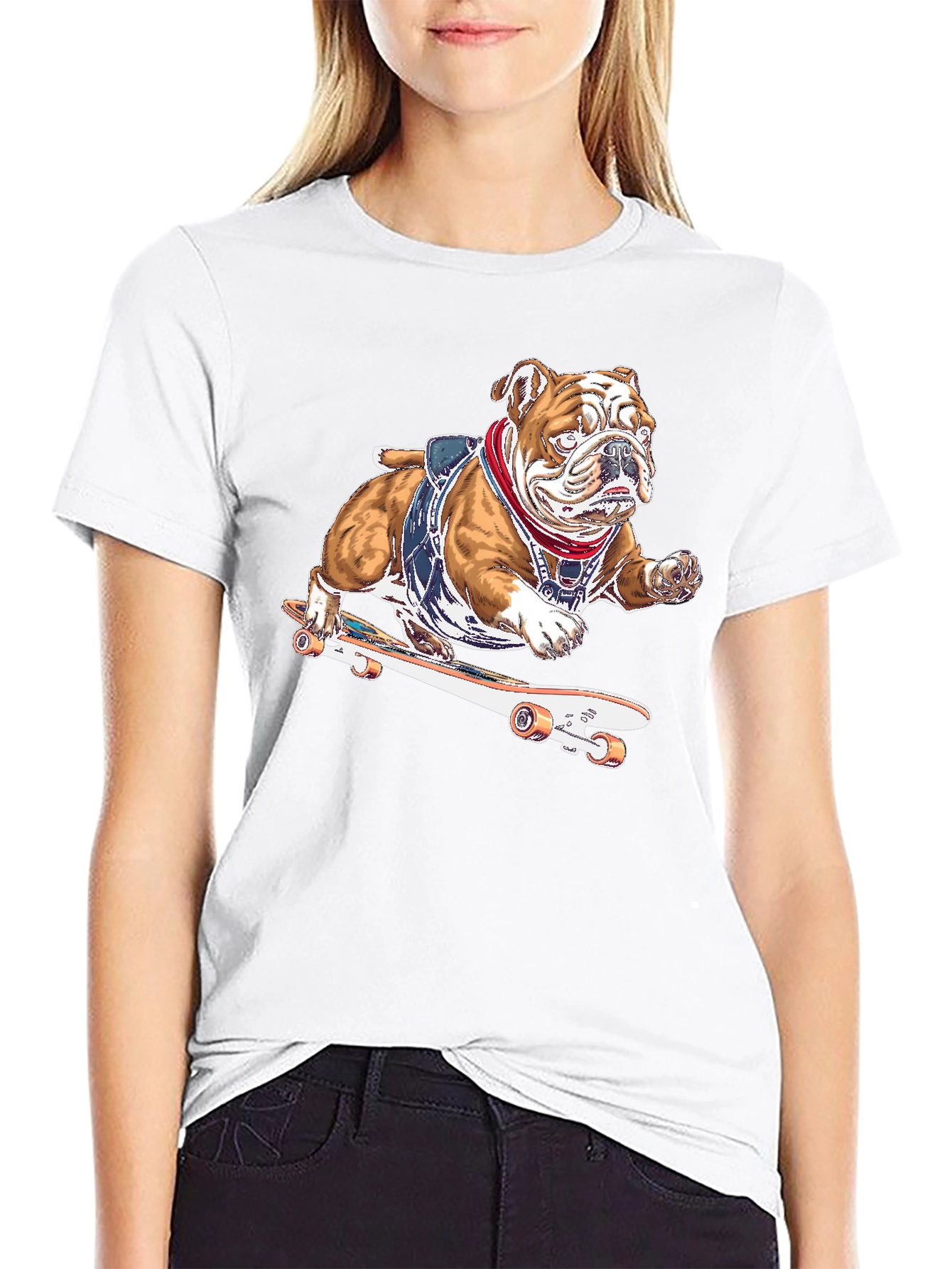 Bulldog Skateboarder Graphic T-Shirt