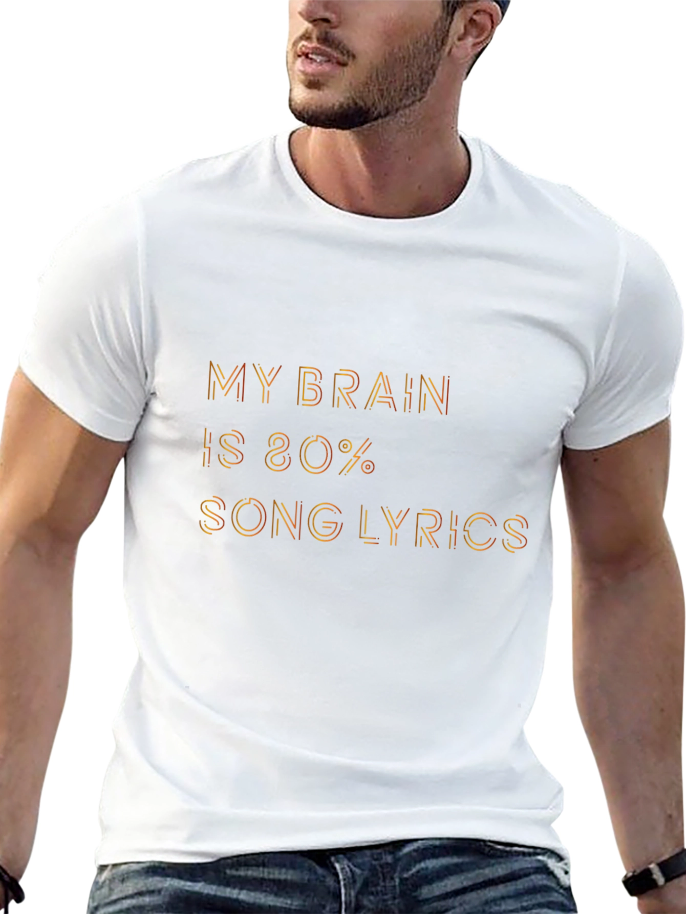 Brain 80% Song Lyrics Black Graphic Tee Shirt