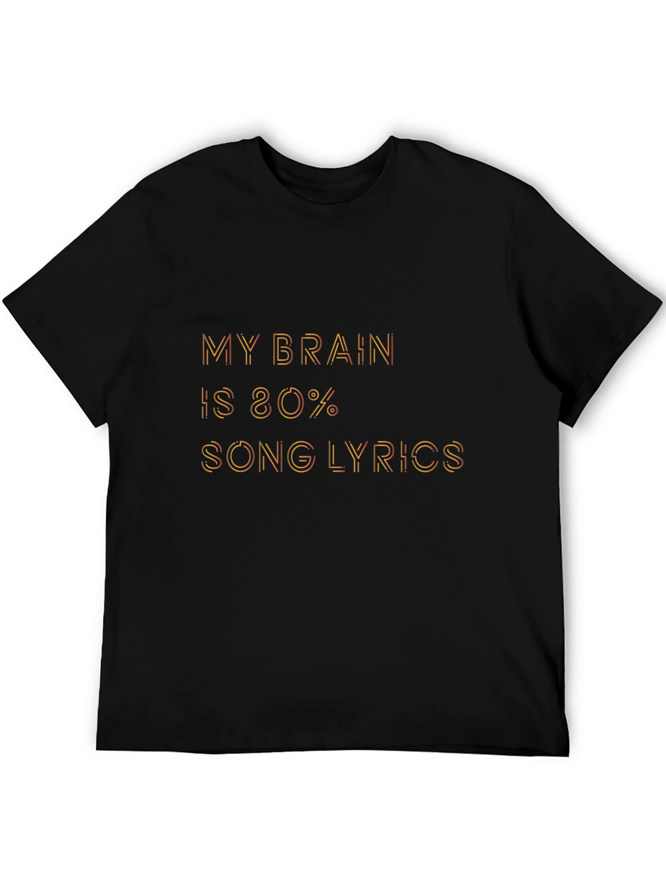 Brain 80% Song Lyrics Black Graphic Tee Shirt