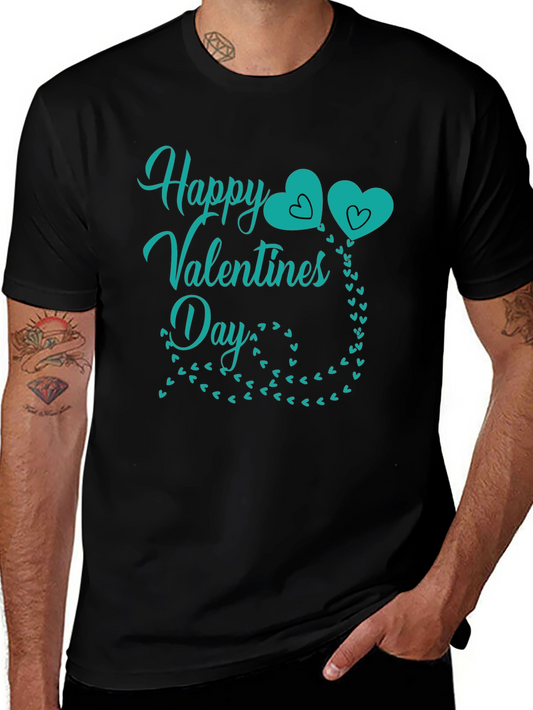 Happy Valentines Day Black Graphic Tee