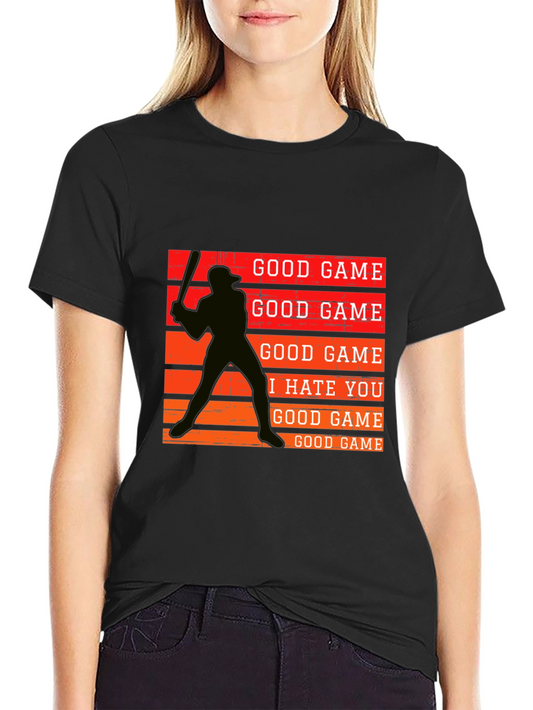 Baseball Silhouette Graphic Tee - Good Game I Hate You