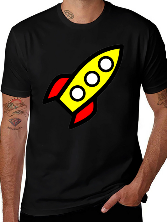 Rocket Graphic Black T-Shirt - Blast Off!