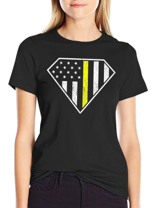Thin Yellow Line American Flag Diamond T-Shirt