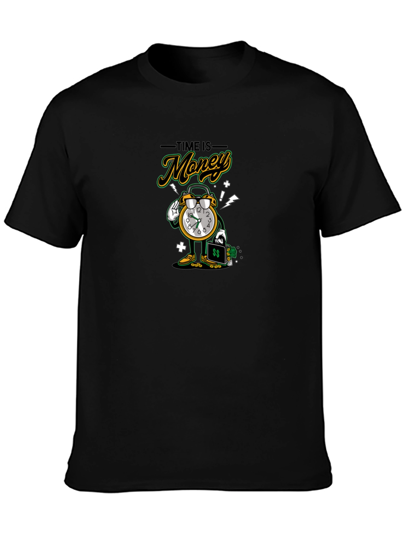 Time is Money Graphic Black T-Shirt