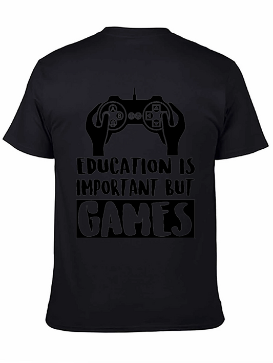 Funny Gamer T-Shirt: Education vs. Games