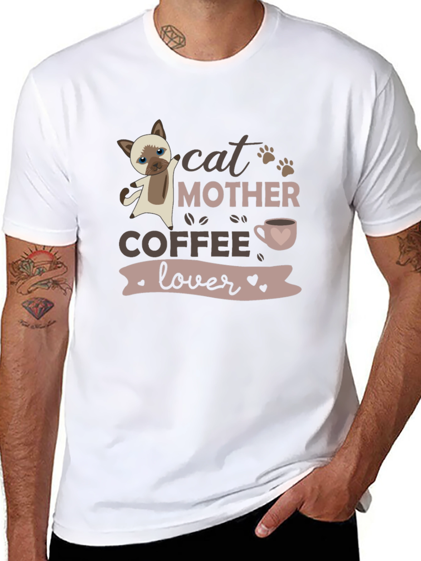 Cat Mother Coffee Lover Graphic T-Shirt