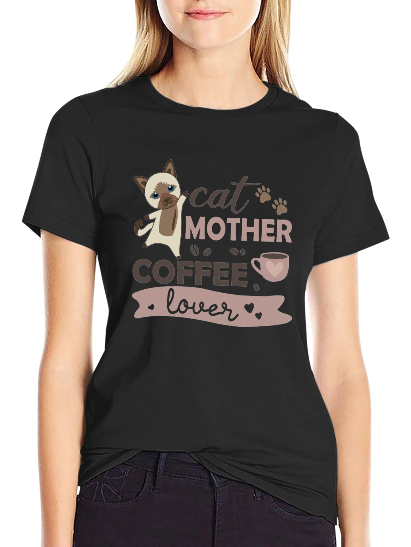 Cat Mother Coffee Lover Graphic T-Shirt