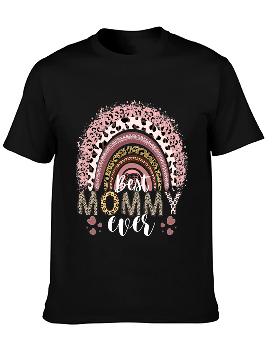 Best Mommy Ever Leopard Rainbow Graphic Tee