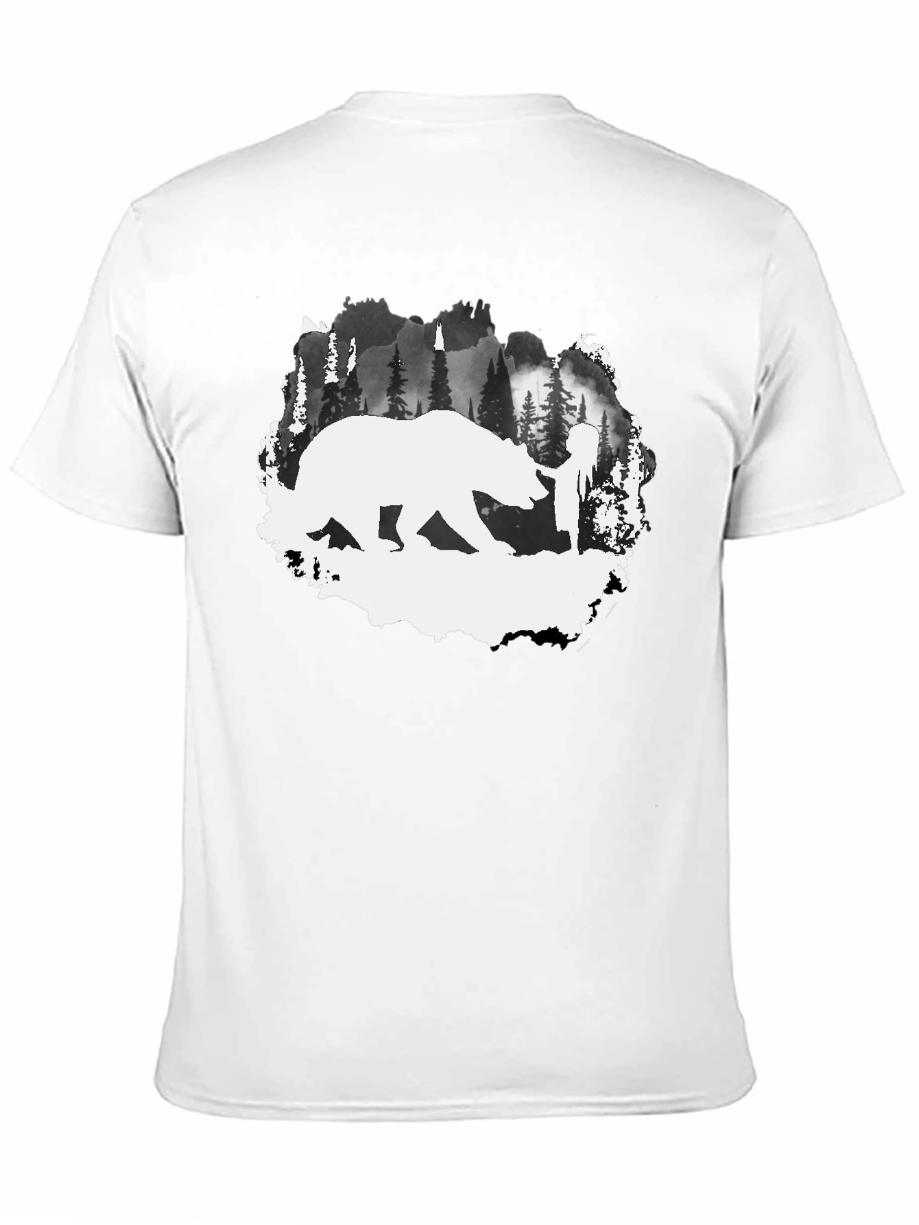 Bear & Hiker Silhouette T-Shirt - Nature Adventure Tee