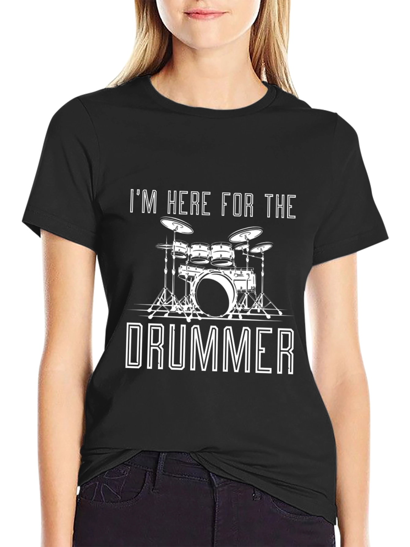 Im Here For The Drummer Black T-Shirt