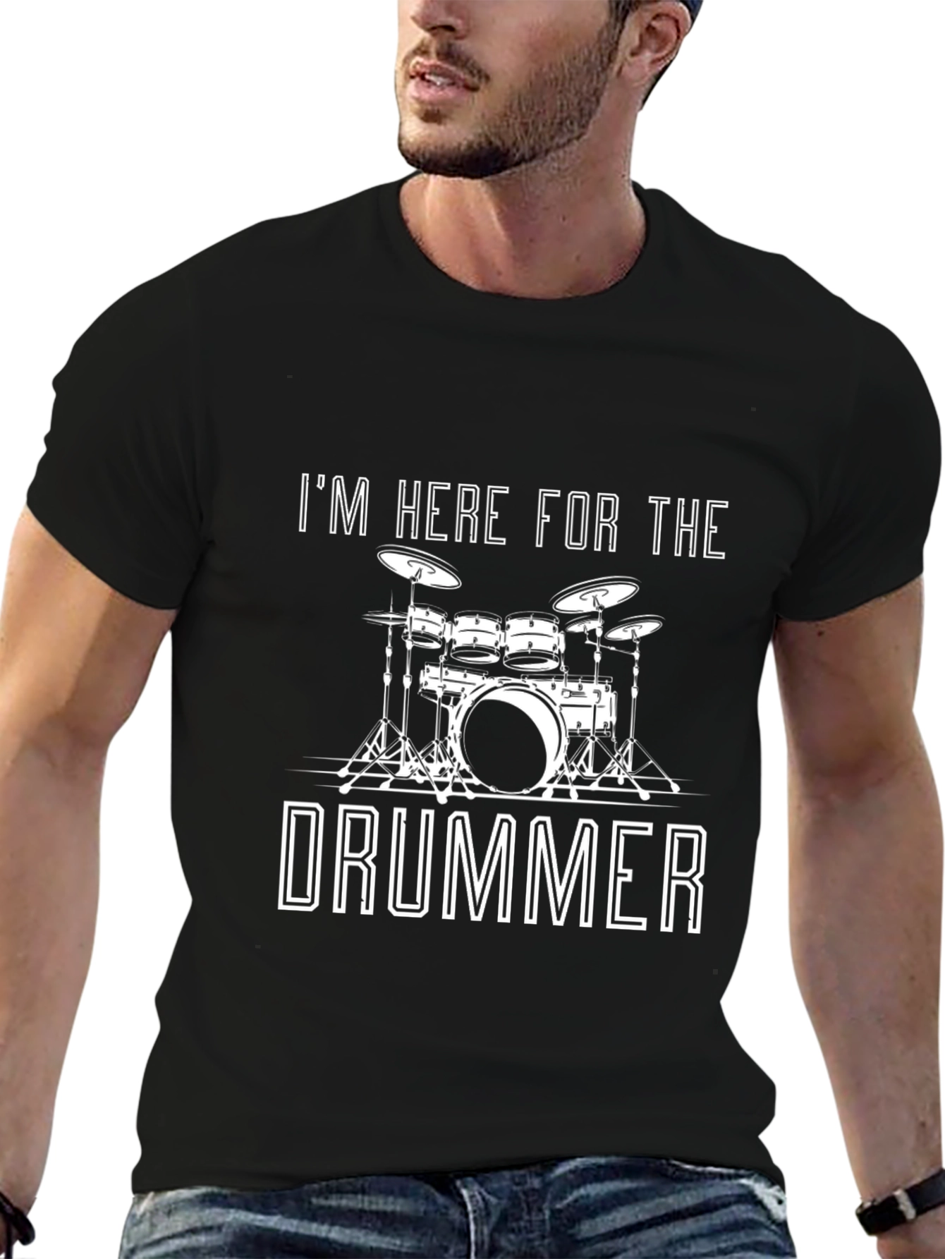 Im Here For The Drummer Black T-Shirt