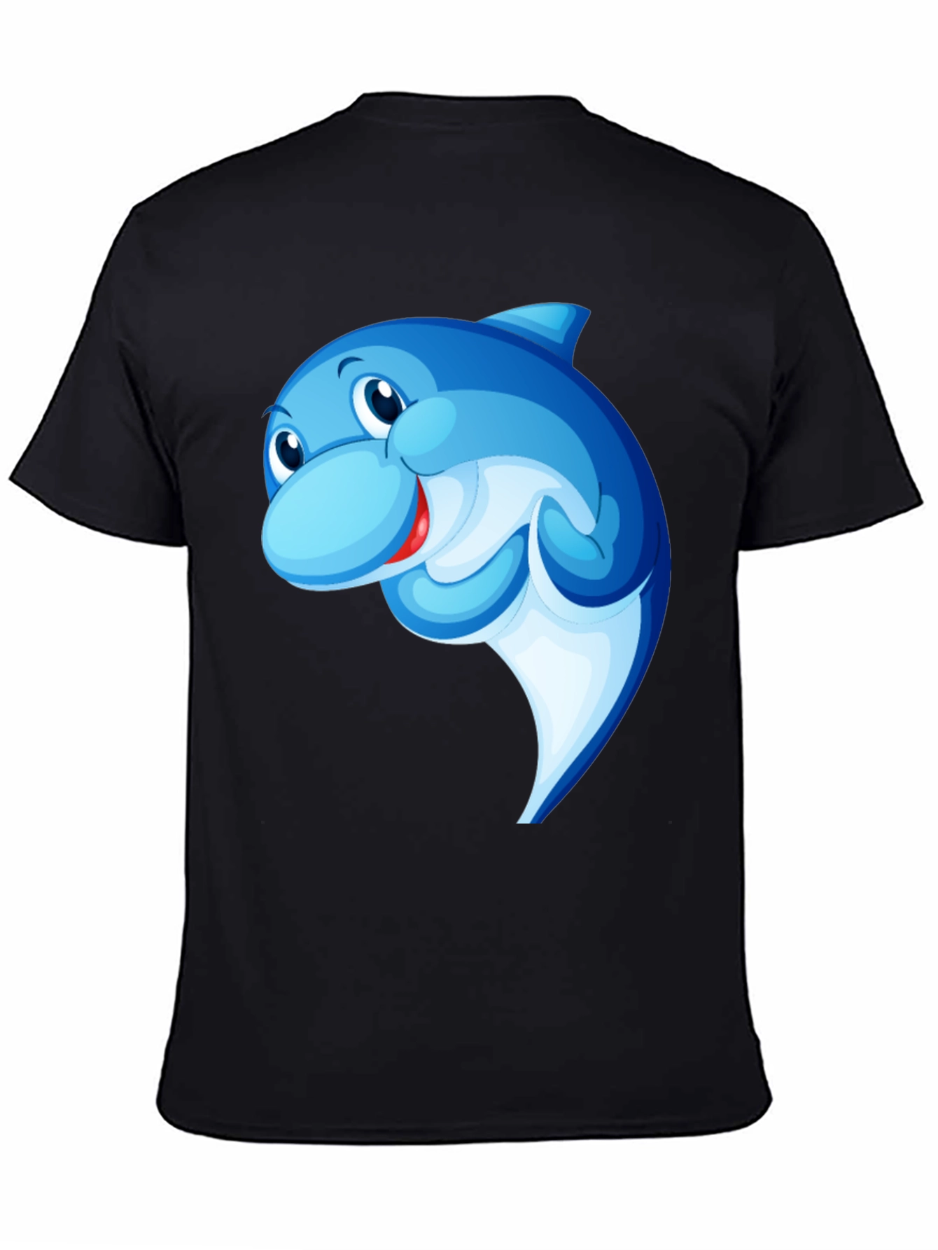 Cartoon Dolphin Black T-Shirt