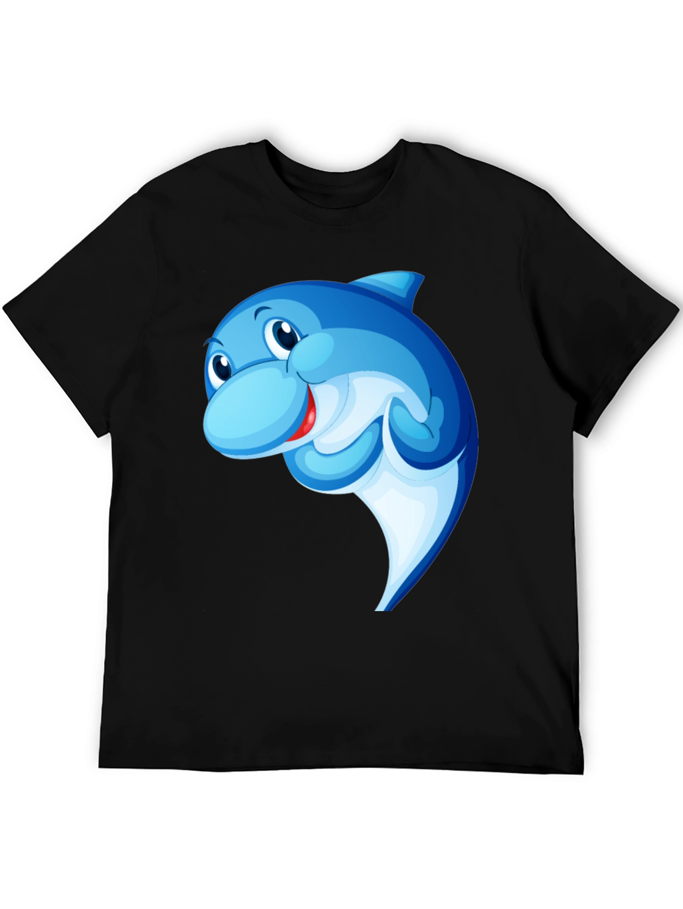 Cartoon Dolphin Black T-Shirt
